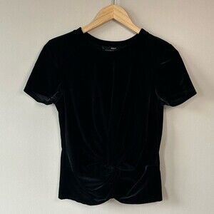 Aqua Black Velvet Twist Knot Tee Shirt Size Small